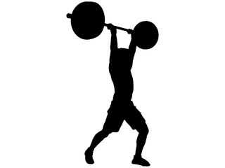 ウェイトリフティングをする男性シルエット2