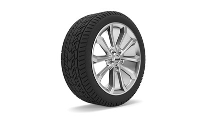 Obraz premium Sports car tires, isolated on white background. Three-dimensional illustration
