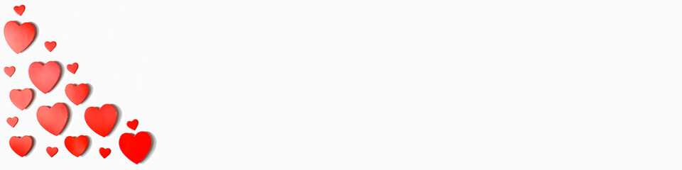 Banner with red hearts. Valentine's Day greeting card place for text.