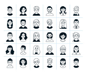 icon set of diversity people, vector illustration
