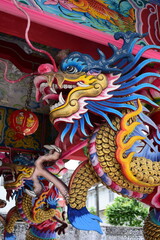 Chinese art shrine in Thailand. It is the worship of people in Chonburi, Thailand. Chinese sculpture Made of stone decorated inside the shrine area. Chinese dragon statue Chinese decoration According