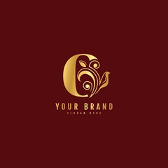 Initial letter O with leaf logo vector concept element. Luxury natural logotype vector.