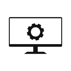 Monitor settings vector icon sign symbol on white background color editable