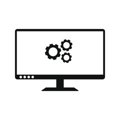 Monitor settings vector icon sign symbol on white background color editable