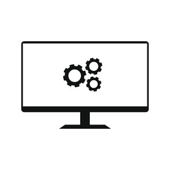 Monitor settings vector icon sign symbol on white background color editable