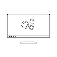 Monitor settings vector icon sign symbol on white background color editable