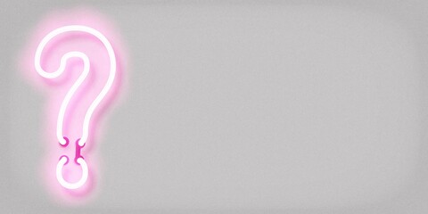 Vector realistic isolated neon sign of Question Mark with pink colors logo for template decoration and covering. Concept of trivia night and quiz.