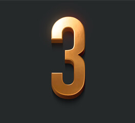 3d golden number 3