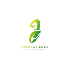 Initial letter J with leaf logo vector concept element, letter J logo with Organic leaf