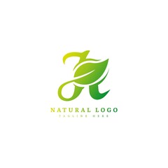Initial letter K with leaf logo vector concept element, letter K logo with Organic leaf
