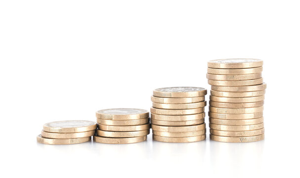 A row of increasing euro coins