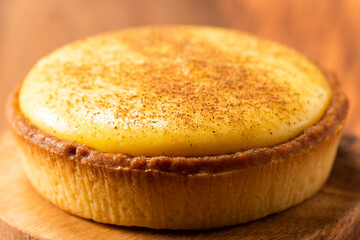 Delicious fresh baked custard tart sprinkled with ground nutmeg