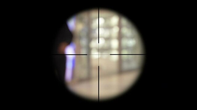 Sniper scope on people terrorism concept