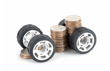 Wheels with a row of coins