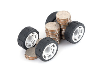 Wheels with a row of coins