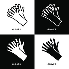 Gloves Mittens Icon Symbol Illustration. Hand Gesture Logo. Medical Gloves Hand Protection Design Vector Icons Set