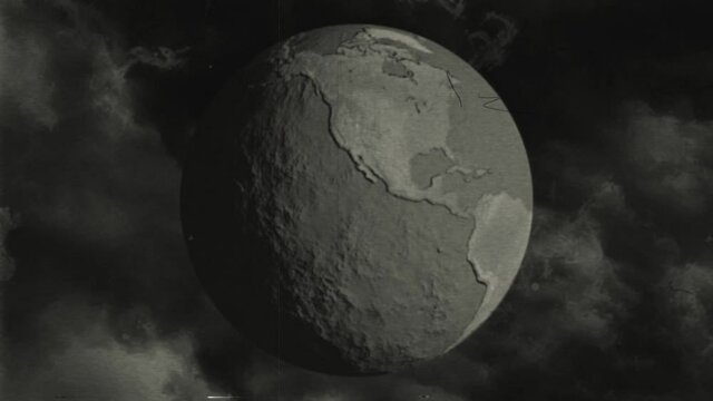 Old School Vintage style Black and White Globe Earth