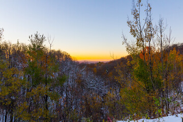 Fototapeta premium Canadian countryside. Beautiful landscape during sunset. Colorful foliage.