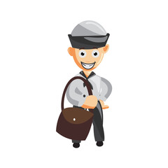 Sailor man Bring Bag cartoon character Vector illustration in a flat style Isolated