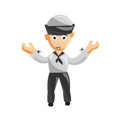 Sailor man Confused cartoon character Vector illustration in a flat style Isolated