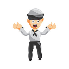 Sailor man confused cartoon character Vector illustration in a flat style Isolated