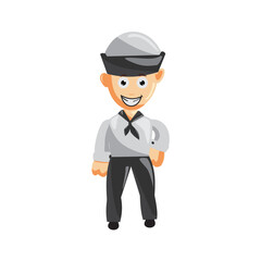 Sailor man standing cartoon character Vector illustration in a flat style Isolated