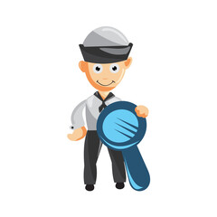 Sailor man Bring Magnifying cartoon character Vector illustration in a flat style Isolated