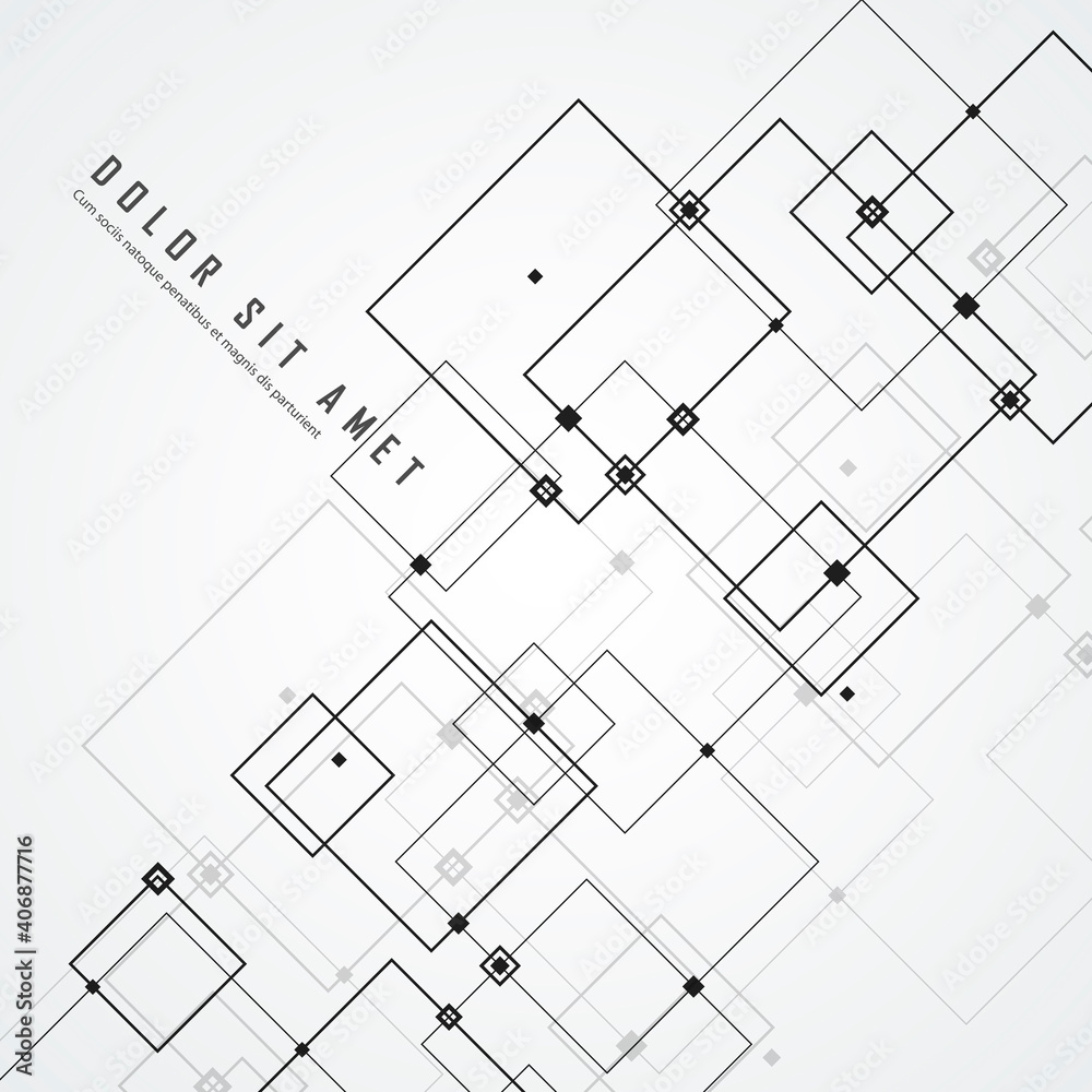 Poster vector connections with dots lines black white background