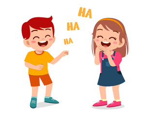 Fototapeta na wymiar little boy and little girl laugh together