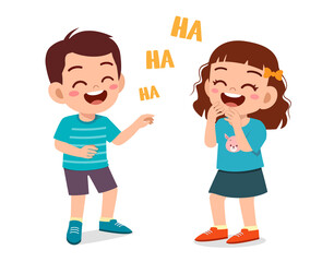 little boy and little girl laugh together