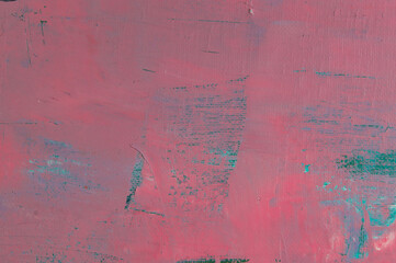 Abstract creative background: chaotic stains of oil paint on linen canvas with tonal priming