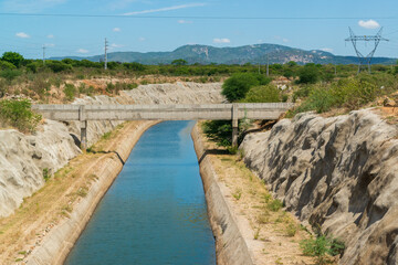 Water transposition channel of the São Francisco River in Sertania, State of Pernambuco, Brazil on December 29, 2020.