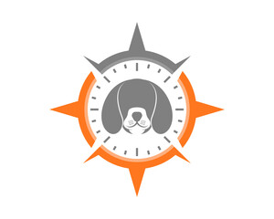 Dog head inside the compass logo