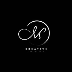 Initial M handwritten signature logotype. Typography for company and business logo. Vector logo design.