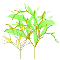 Fototapeta premium Abstract gold and green trees on a white background