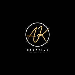 Initial AK handwritten signature logotype. Typography for company and business logo. Vector logo design.