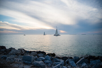 Salboat at sunset in florida keys