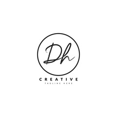 Initial DH handwritten signature logotype. Typography for company and business logo. Vector logo design.