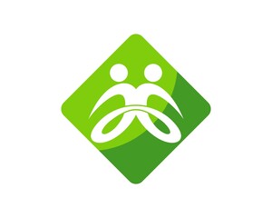 Fototapeta premium Square shape with connection people inside