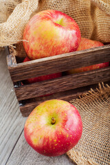 apple and wooden box with apples