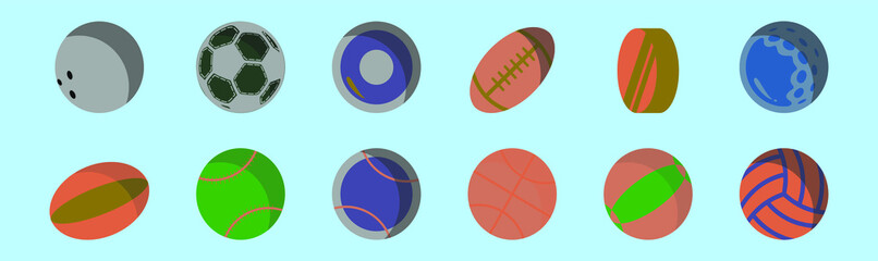 set of sports cartoon icon design template with various models. vector illustration isolated on blue background