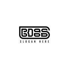 BOSS Striped Combination Logotype. Typography for Company and Business Logo.
