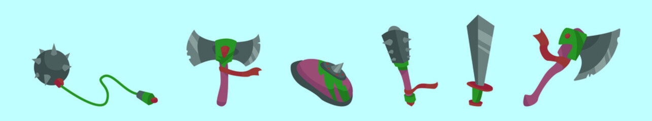 set of barbarian cartoon icon design template with various models. vector illustration isolated on blue background