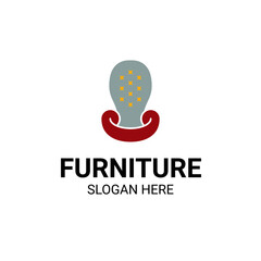 Modern Unique Furniture and Household with Sofa or Chair Icon Logo Vector Design Template Isolated.