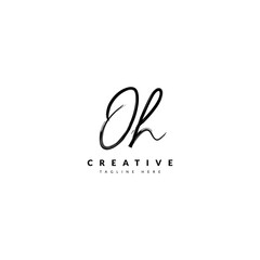 Initial OH handwritten signature logotype. Typography for company and business logo. Vector logo design.