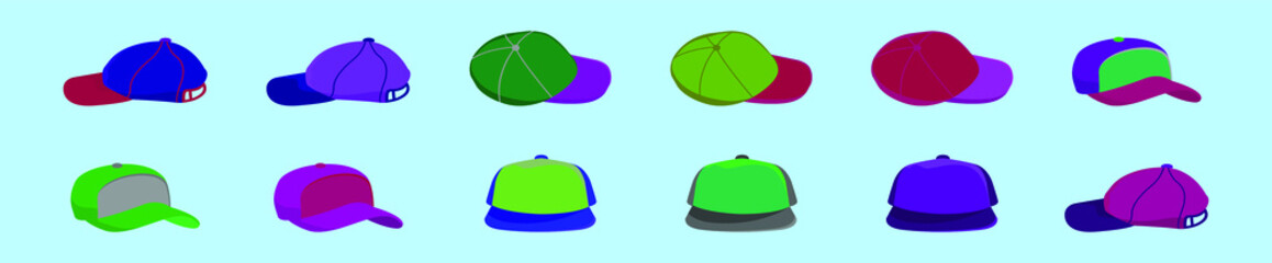 set of hats cartoon icon design template with various models. vector illustration isolated on blue background