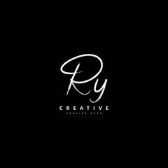 Initial RY handwritten signature logotype. Typography for company and business logo. Vector logo design.