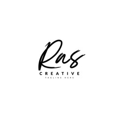 RAS handwritten signature logotype. Typography for company and business logo. Vector logo design.