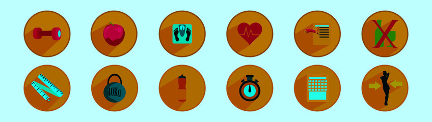 set of slimming fitness cartoon icon design template with various models. vector illustration isolated on blue background