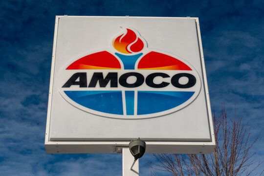 Amoco Gas Station Sign and Trademark Logo